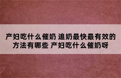 产妇吃什么催奶 追奶最快最有效的方法有哪些 产妇吃什么催奶呀